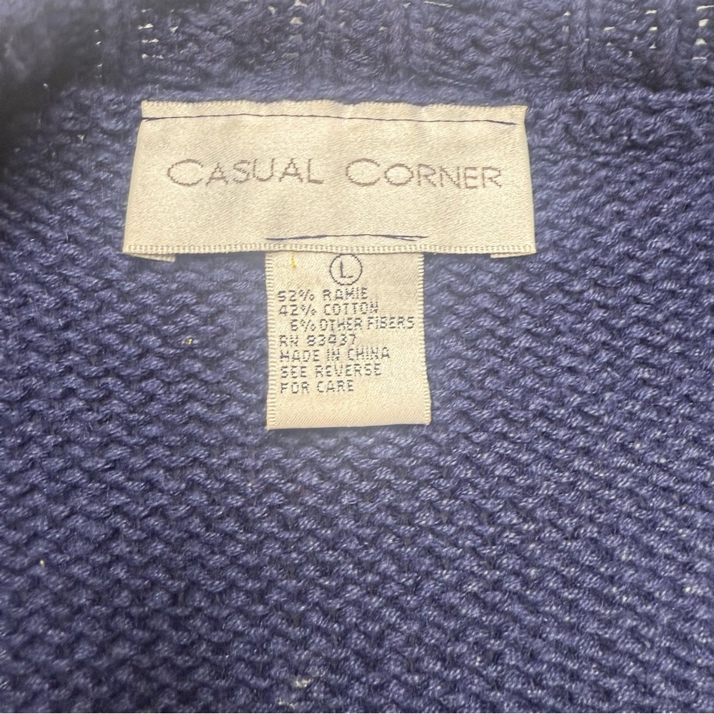 Vintage Casual Corner Blue  Holiday Christmas‎ Cardigan Sweater Large Knit - Picture 3 of 16